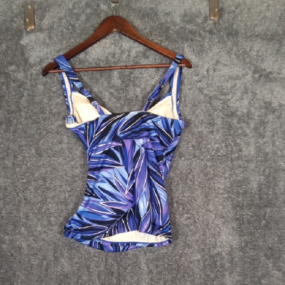 Miraclesuit Tropical Palm Shimmer Slim Tankini Top Womens Sise 10 - Picture 5 of 8